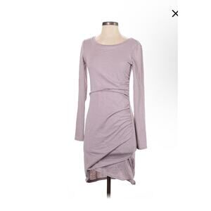 Leith Nordstrom ruched bodycon long sleeve tulip wrap hem mini dress Pink S